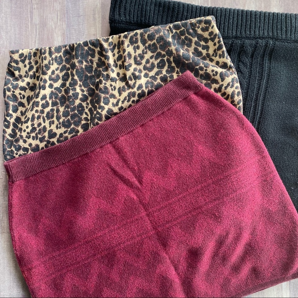 Mini Bandeau Knit Overskirt Lot Leopard Burgundy Black knit